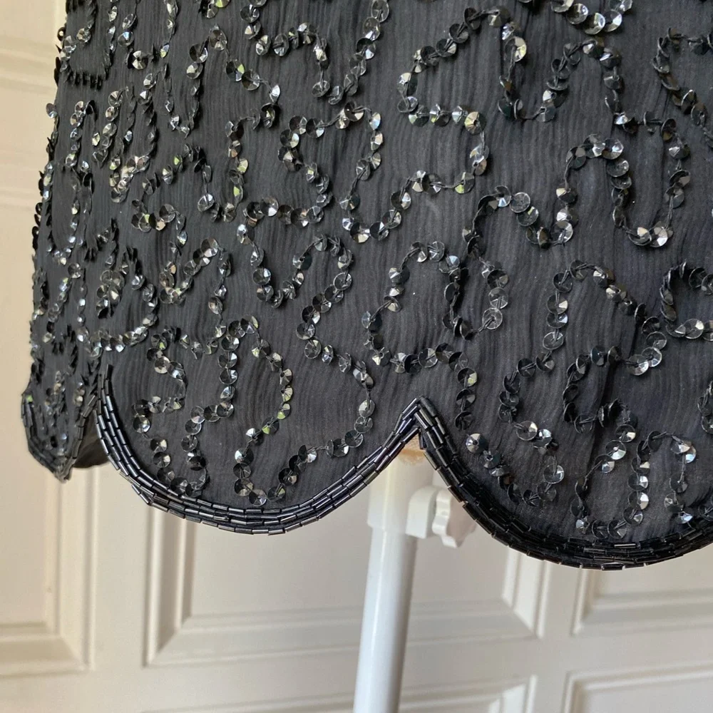 ❌SOLD❌ NWT VTG SCALA XXL FULLY SEQUIN BEADED EVENING BLOUSE BLACK AND GOLD PURE - Picture 5 of 11